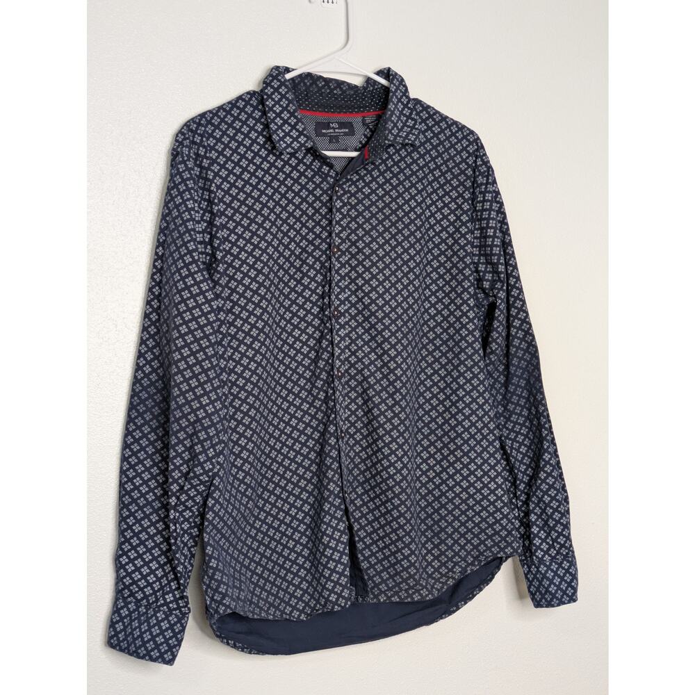 Michael Brandon Shirt Mens Large Slim Fit Button Up Stretch Classiccore Blue Top - Picture 2 of 10